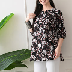 Black Jal Pure Cotton Casual 3/4th Sleeves Top for women