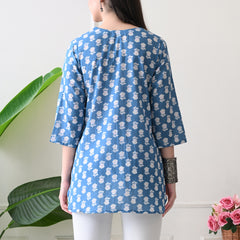 Denim Butti Pure Cotton Casual 3/4th Sleeves Top for women