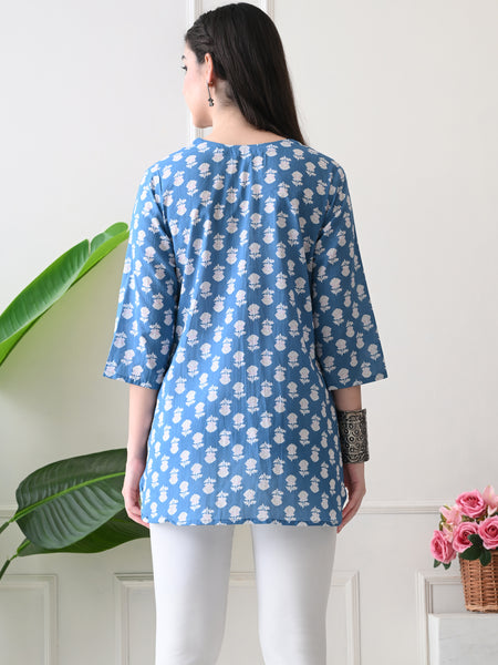 Denim Butti Pure Cotton Casual 3/4th Sleeves Top for women