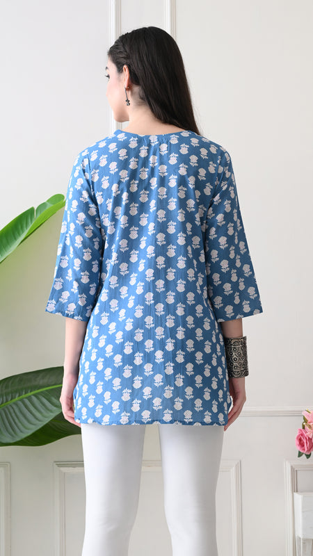 Denim Butti Pure Cotton Casual 3/4th Sleeves Top for women