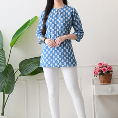 Denim Butti Pure Cotton Casual 3/4th Sleeves Top for women