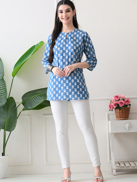 Denim Butti Pure Cotton Casual 3/4th Sleeves Top for women