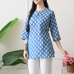 Denim Butti Pure Cotton Casual 3/4th Sleeves Top for women
