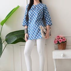 Denim Butti Pure Cotton Casual 3/4th Sleeves Top for women