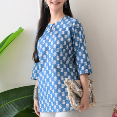 Denim Butti Pure Cotton Casual 3/4th Sleeves Top for women