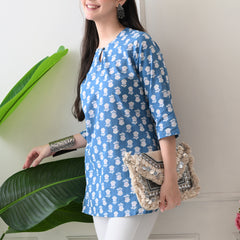 Denim Butti Pure Cotton Casual 3/4th Sleeves Top for women