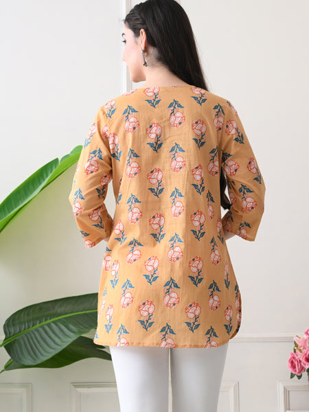 Chikkoo tulip Pure Cotton Casual 3/4th Sleeves Top for women