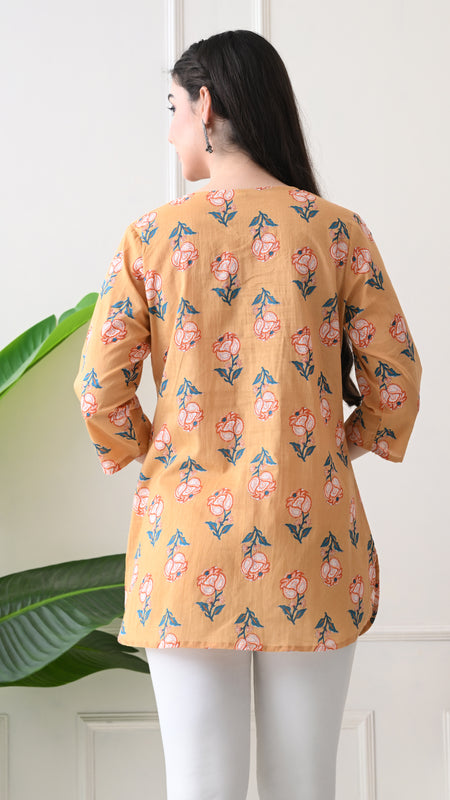 Chikkoo tulip Pure Cotton Casual 3/4th Sleeves Top for women