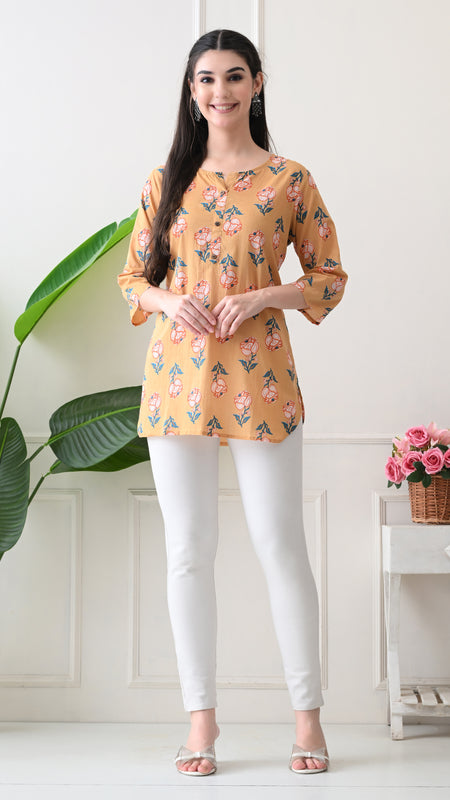 Chikkoo tulip Pure Cotton Casual 3/4th Sleeves Top for women