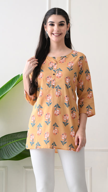 Chikkoo tulip Pure Cotton Casual 3/4th Sleeves Top for women