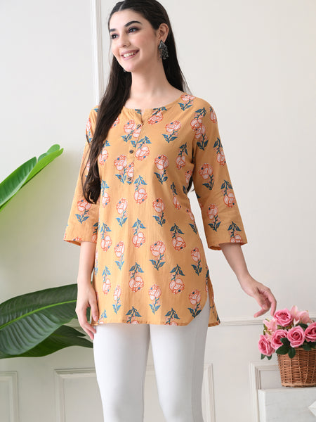 Chikkoo tulip Pure Cotton Casual 3/4th Sleeves Top for women