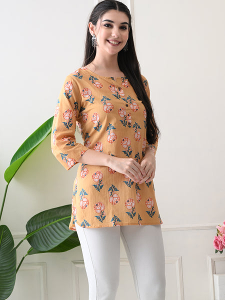 Chikkoo tulip Pure Cotton Casual 3/4th Sleeves Top for women