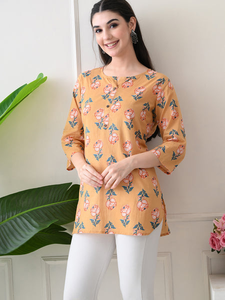 Chikkoo tulip Pure Cotton Casual 3/4th Sleeves Top for women