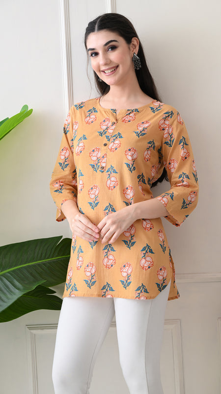 Chikkoo tulip Pure Cotton Casual 3/4th Sleeves Top for women