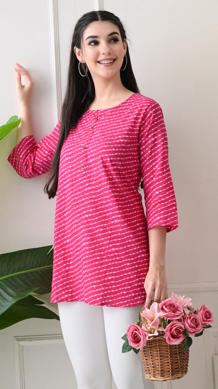 Rani Mothra Pure Cotton Casual 3/4th Sleeves Top for women