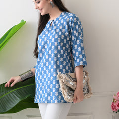 Denim Butti Pure Cotton Casual 3/4th Sleeves Top for women