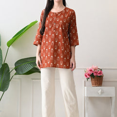Rustic Butti Pure Cotton Casual 3/4th Sleeves Top for women