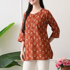 Rustic Butti Pure Cotton Casual 3/4th Sleeves Top for women