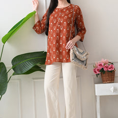 Rustic Butti Pure Cotton Casual 3/4th Sleeves Top for women