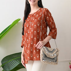 Rustic Butti Pure Cotton Casual 3/4th Sleeves Top for women