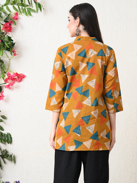 Honey Geometry Pure Cotton Casual 3/4th Sleeves Top for women