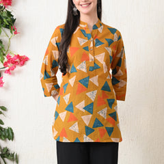 Honey Geometry Pure Cotton Casual 3/4th Sleeves Top for women