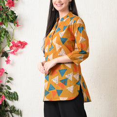 Honey Geometry Pure Cotton Casual 3/4th Sleeves Top for women