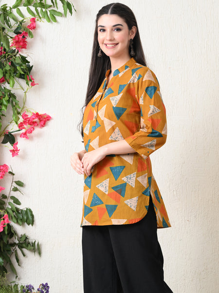 Honey Geometry Pure Cotton Casual 3/4th Sleeves Top for women
