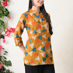 Honey Geometry Pure Cotton Casual 3/4th Sleeves Top for women