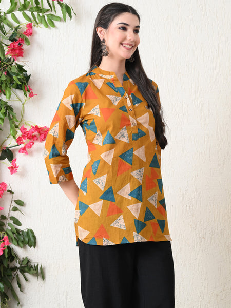 Honey Geometry Pure Cotton Casual 3/4th Sleeves Top for women
