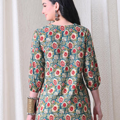 Green SunflowerJal Pure Cotton Casual 3/4th Sleeves Top for women