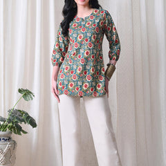 Green SunflowerJal Pure Cotton Casual 3/4th Sleeves Top for women