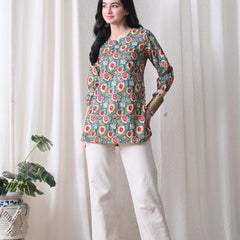 Green SunflowerJal Pure Cotton Casual 3/4th Sleeves Top for women