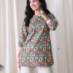Green SunflowerJal Pure Cotton Casual 3/4th Sleeves Top for women
