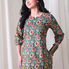 Green SunflowerJal Pure Cotton Casual 3/4th Sleeves Top for women