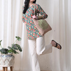 Green SunflowerJal Pure Cotton Casual 3/4th Sleeves Top for women