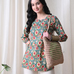 Green SunflowerJal Pure Cotton Casual 3/4th Sleeves Top for women