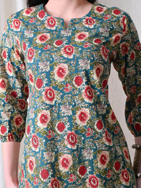 Green SunflowerJal Pure Cotton Casual 3/4th Sleeves Top for women