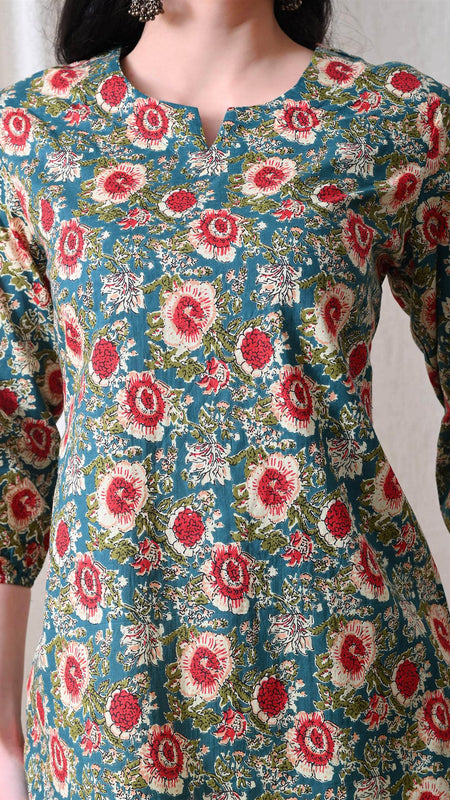 Green SunflowerJal Pure Cotton Casual 3/4th Sleeves Top for women