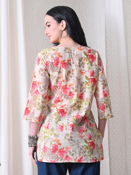 Pink Garden Pure Cotton Casual 3/4th Sleeves Top for women