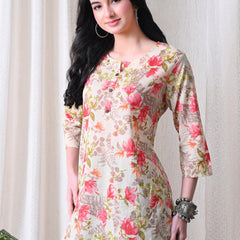 Pink Garden Pure Cotton Casual 3/4th Sleeves Top for women