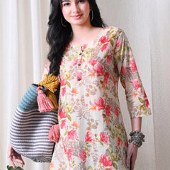 Pink Garden Pure Cotton Casual 3/4th Sleeves Top for women