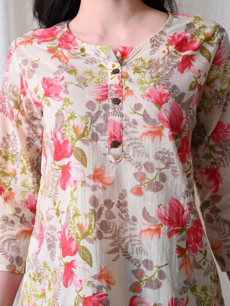 Pink Garden Pure Cotton Casual 3/4th Sleeves Top for women