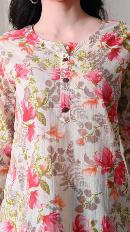 Pink Garden Pure Cotton Casual 3/4th Sleeves Top for women