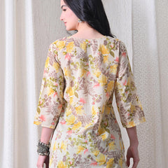 Yellow Garden Pure Cotton Casual 3/4th Sleeves Top for women