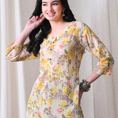 Yellow Garden Pure Cotton Casual 3/4th Sleeves Top for women