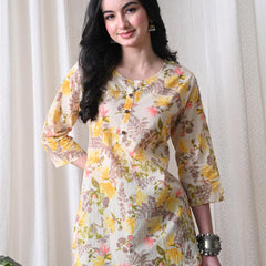 Yellow Garden Pure Cotton Casual 3/4th Sleeves Top for women