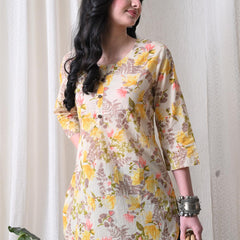 Yellow Garden Pure Cotton Casual 3/4th Sleeves Top for women