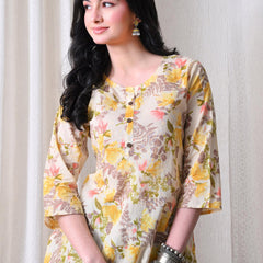 Yellow Garden Pure Cotton Casual 3/4th Sleeves Top for women