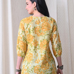 Yellow Merigold Pure Cotton Casual 3/4th Sleeves Top for women